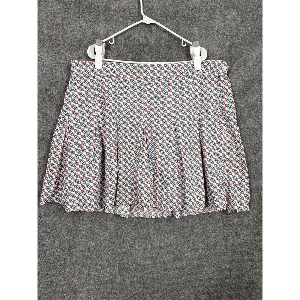 Maeve Anthropologie Geometric Retro Mini Skirt Womens Size 20W Blue Pleated